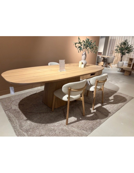 Grande table en chêne clair ovale Nola 250 ou 300 cm
