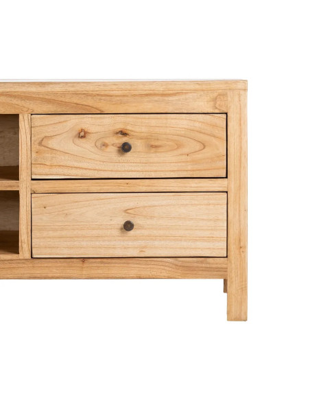 Meuble TV en mindi 4 tiroirs et 2 niches centrales