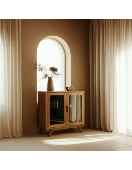 Meuble d'appoint deux portes vitrées Burnie