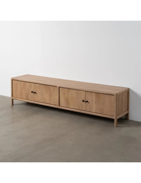 Grand meuble TV 4 portes en manguier clair 190 cm