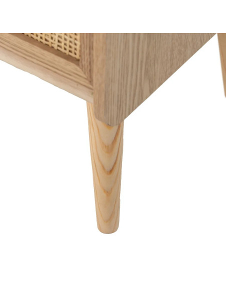 Chiffonnier 4 tiroirs en bois et rotin