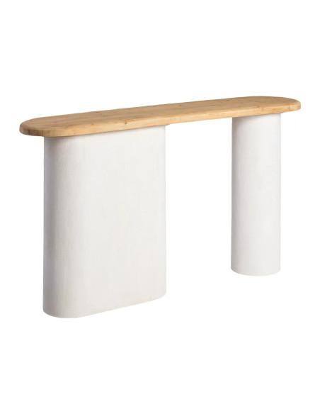 Console design naturelle blanche et bois