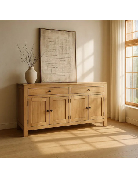 Buffet en mindi naturel 2 tiroirs et 4 portes