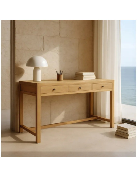 Bureau en bois massif de mindi 3 tiroirs