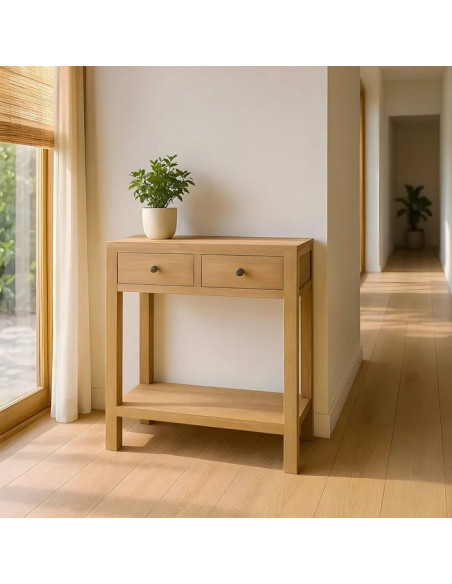 Petite console en bois de mindi 2 tiroirs