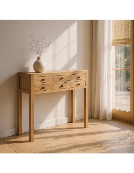 Console 6 tiroirs en bois de mindi