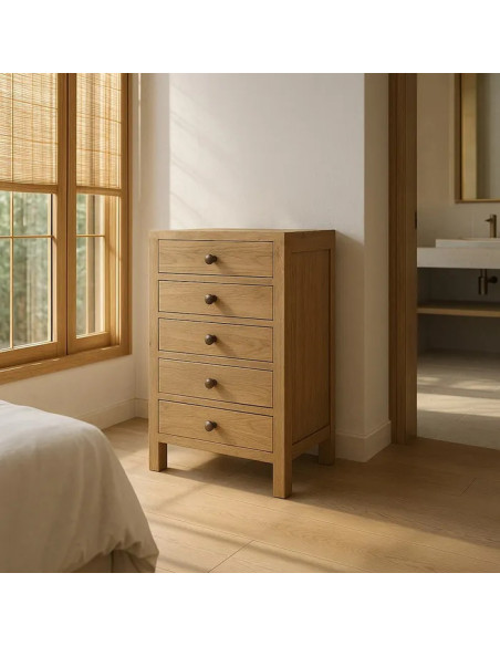 Chiffonnier 5 tiroirs en mindi