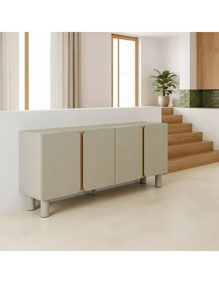 Buffet de style rétro 4 portes taupe