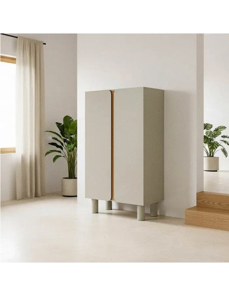 Armoire haute vintage deux portes taupe