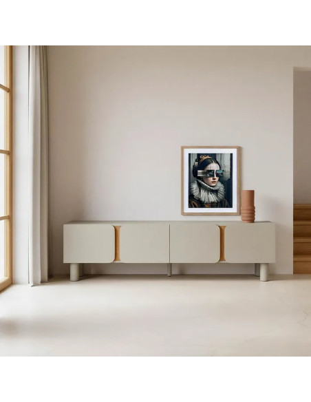 Meuble TV rétro de couleur taupe