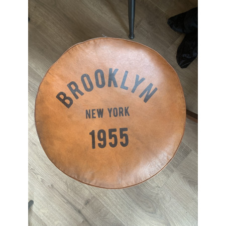 Pouf rond en cuir Brooklyn Pouf rond en cuir Brooklyn