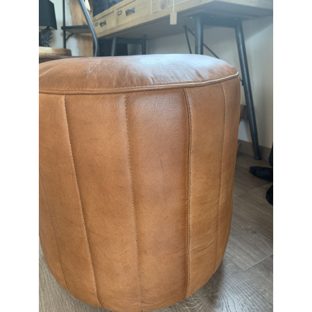 Pouf rond en cuir Brooklyn Pouf rond en cuir Brooklyn