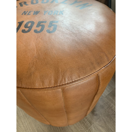 Pouf rond en cuir Brooklyn Pouf rond en cuir Brooklyn