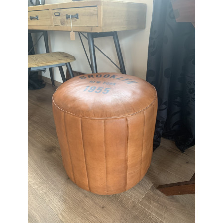 Pouf rond en cuir Brooklyn Pouf rond en cuir Brooklyn