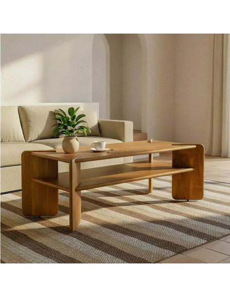 Table de salon design en manguier massif