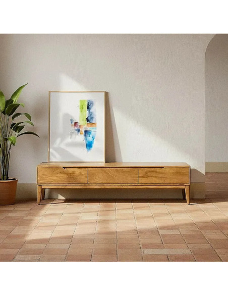 Meuble TV 3 tiroirs en manguier 160 cm