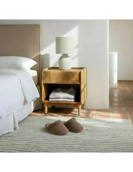 Chevet en manguier avec niche et tiroir