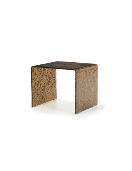 Table de salon en verre texturé et fumé