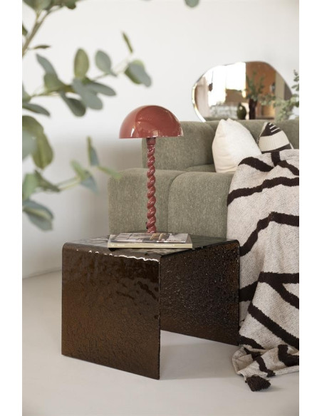 Table de salon en verre texturé et fumé