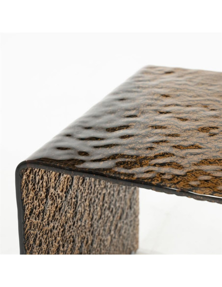 Table de salon en verre texturé et fumé