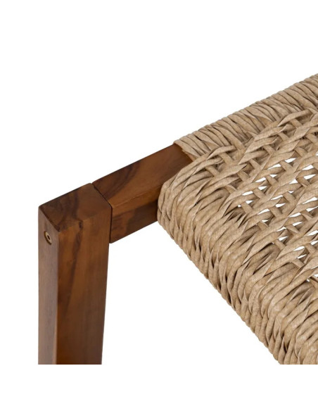 Banquette en teck et rotin