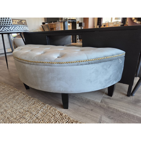 Banquette coffre demi-lune en velours... Banquette coffre demi-lune en velours...