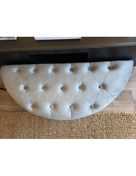 Banquette coffre demi-lune en velours gris