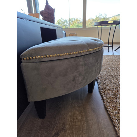 Banquette coffre demi-lune en velours... Banquette coffre demi-lune en velours...