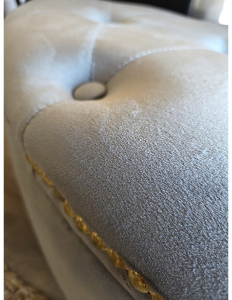 Banquette coffre demi-lune en velours gris