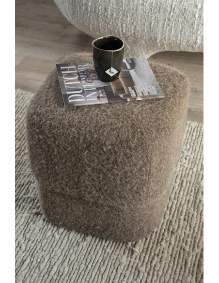 Pouf en tissu effet laine Kelly