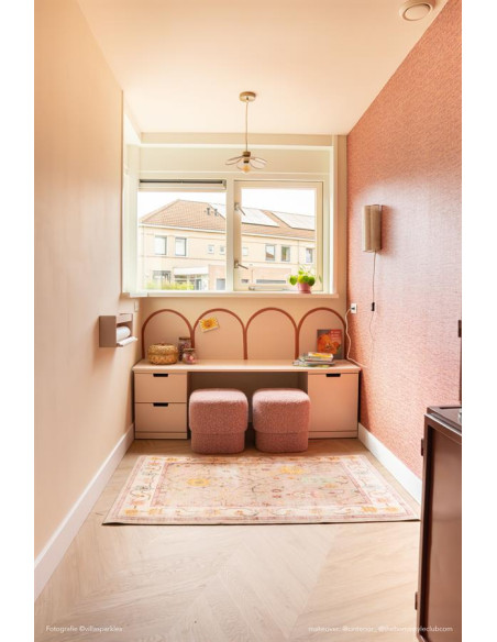 Pouf en tissu effet laine Kelly