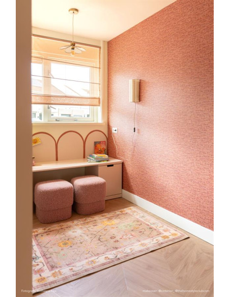 Pouf en tissu effet laine Kelly