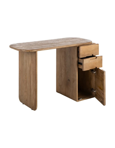 Bureau original en manguier 1 porte 2 tiroirs