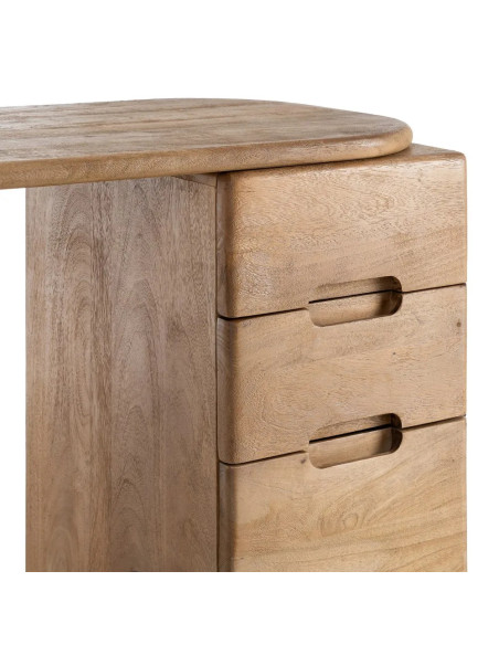 Bureau original en manguier 1 porte 2 tiroirs