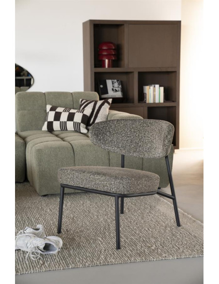 Fauteuil lounge Jari en tissu chiné