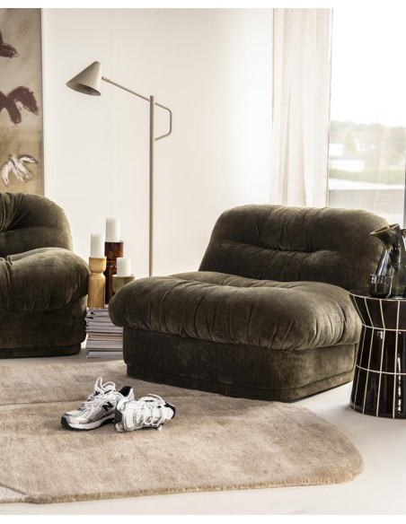 Fauteuil confortable rembourré tissu velours