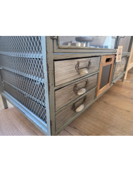 Meuble TV en métal multi-rangements style Indus