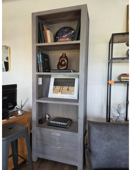 Bibliothèque colonne en teck massif lavé Alex