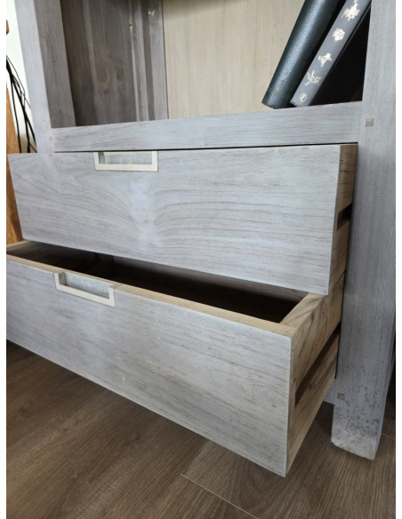 Bibliothèque colonne en teck massif lavé Alex