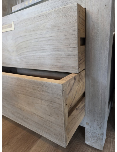 Bibliothèque colonne en teck massif lavé Alex