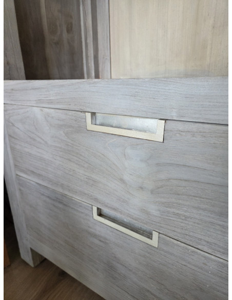 Bibliothèque colonne en teck massif lavé Alex