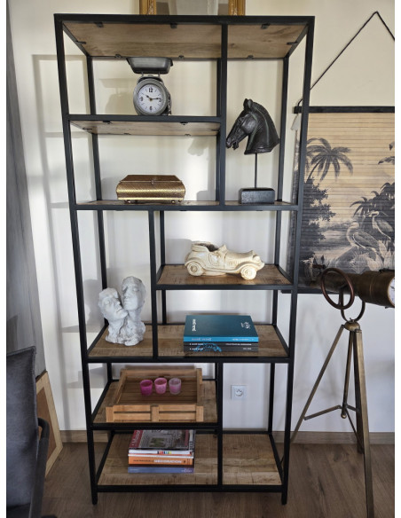 Etagère déstructurée en métal et bois