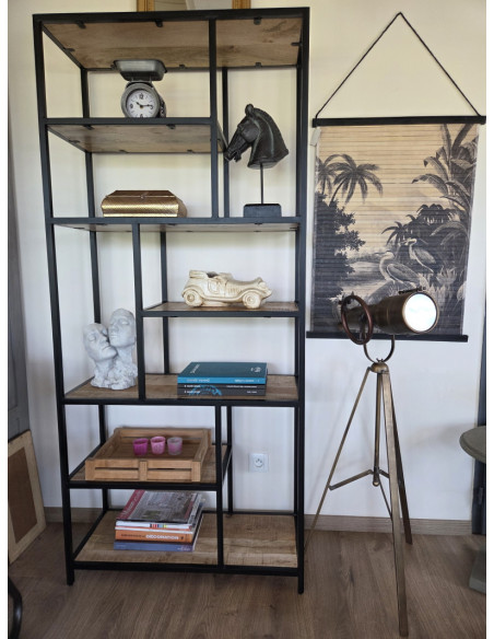 Etagère déstructurée en métal et bois