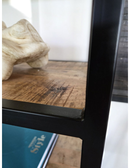 Etagère déstructurée en métal et bois