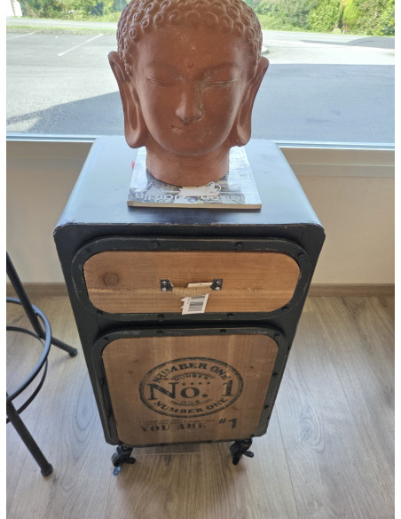 Table de chevet style indus en métal et bois