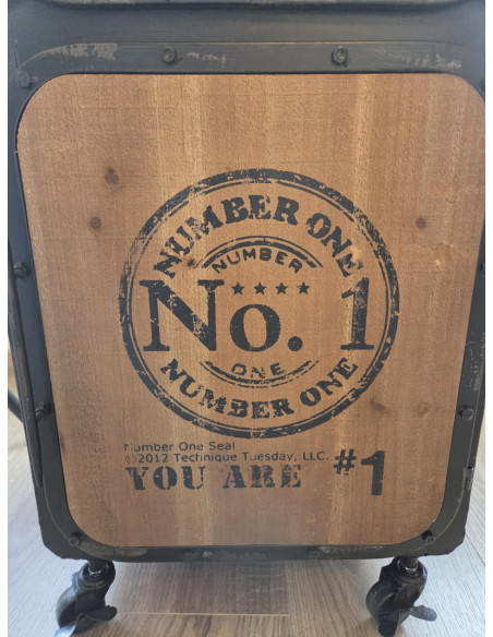 Table de chevet style indus en métal et bois