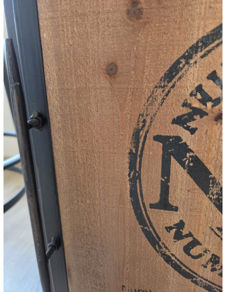 Table de chevet style indus en métal et bois