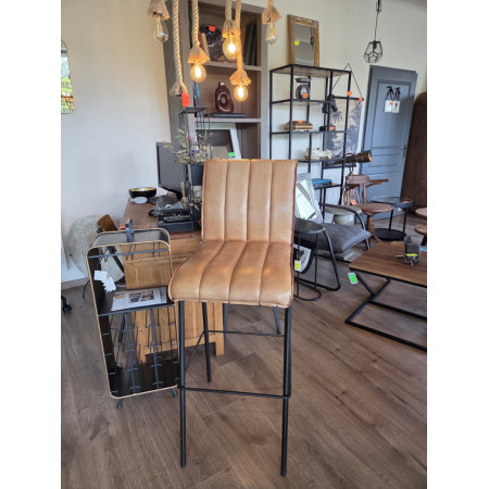 Tabouret de bar en cuir vieilli...
