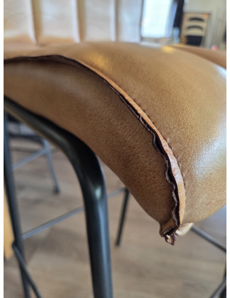 Tabouret de bar en cuir vieilli Marvin Cognac