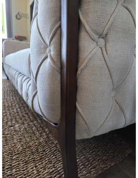 Canapé beige 3 places capitonné 235 cm